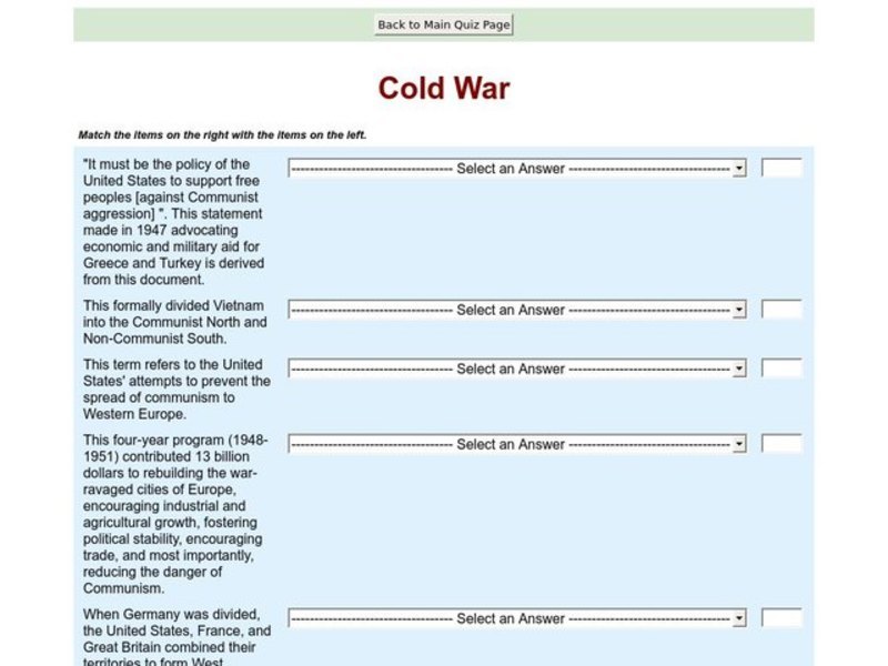 Unit the cold war lesson superpowers answer key